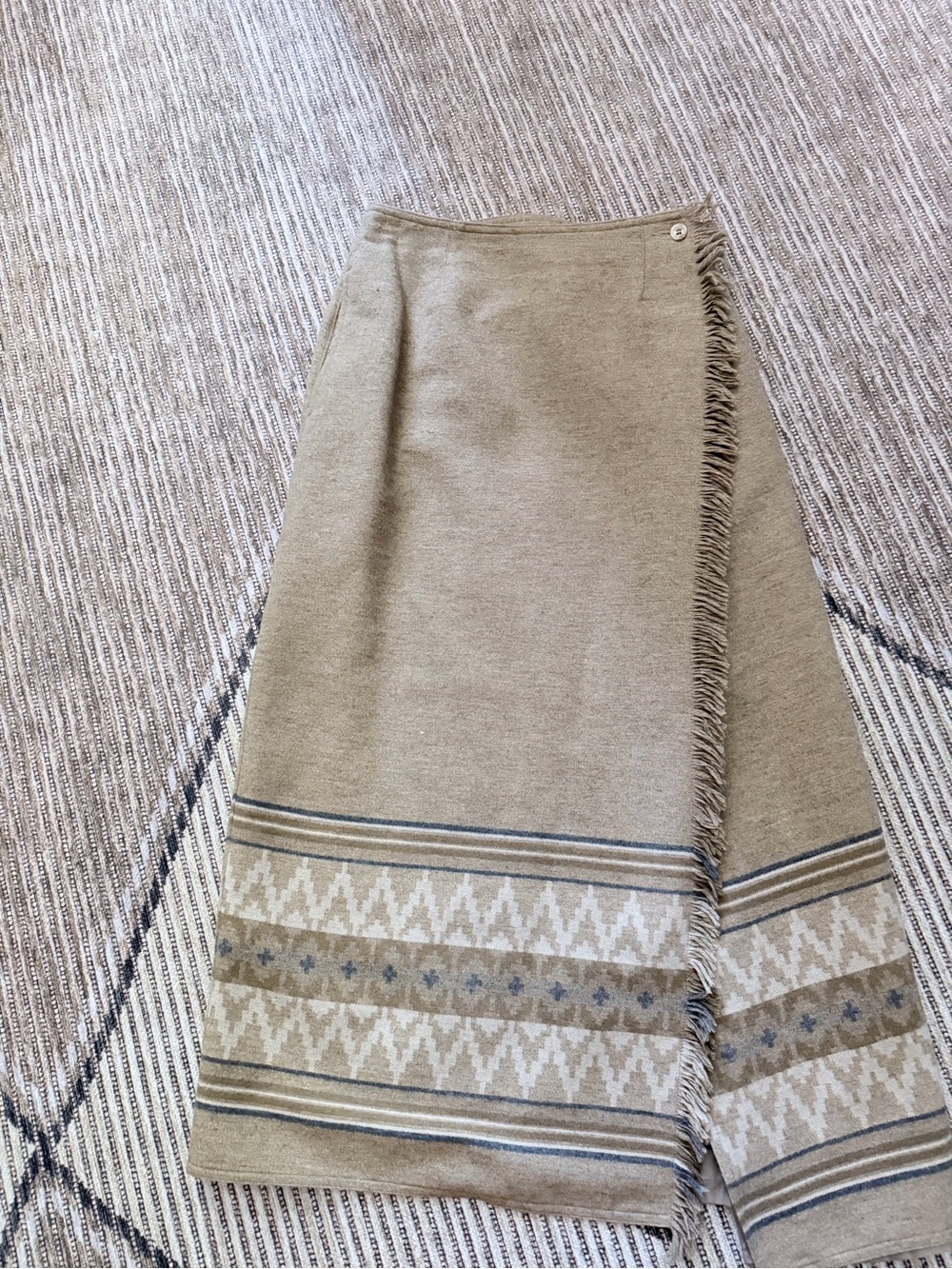 Beige Fringe Wrap Skirt